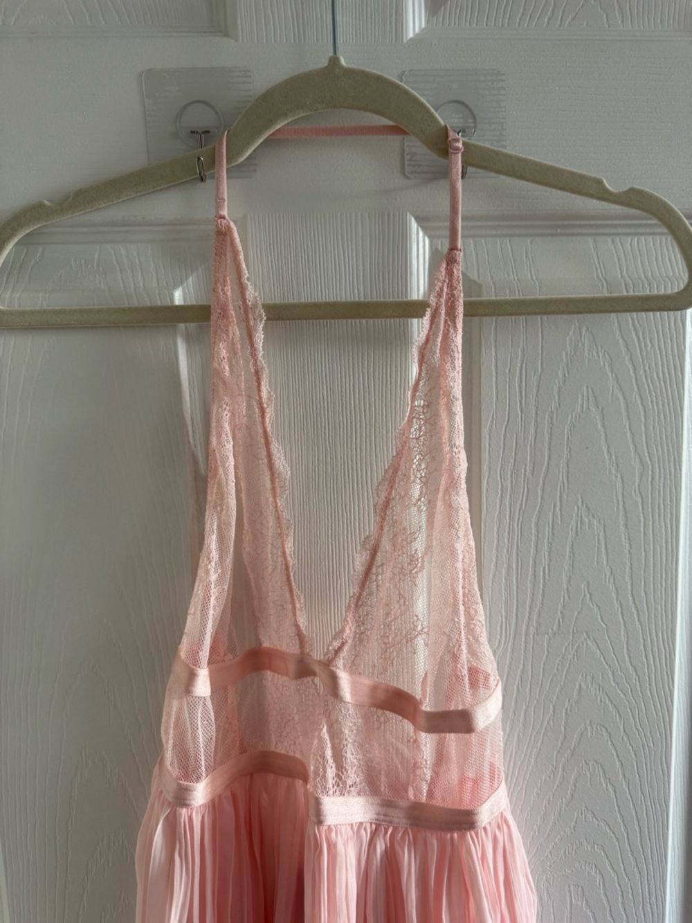 NWT Victoria's Secret Chiffon Pleated Babydoll Lingerie Pink L - Picture 10 of 15